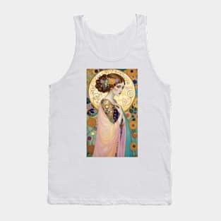 Gustav Klimt's Golden Reverie: Inspired Woman in Ethereal Splendor Tank Top